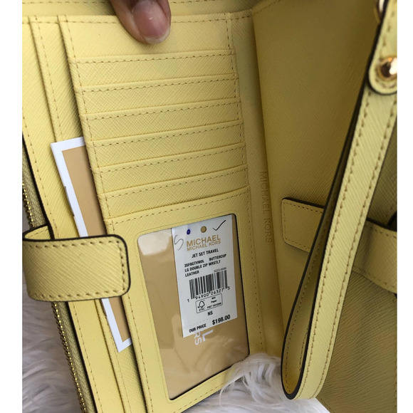 New Michael Kors Double Zip Wallet Yellow Buttercup - Picture 2 of 6